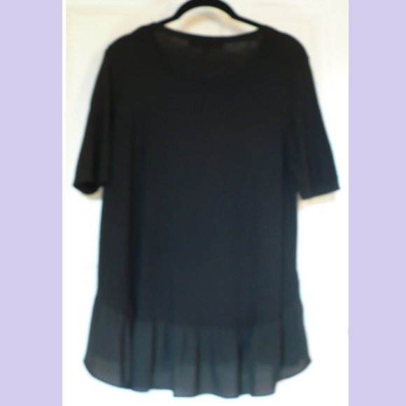 Loft Sweater Top Hi-Lo Sheer Peplum Trim Large - Picture 4 of 5